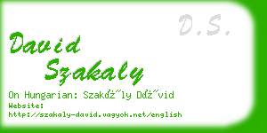 david szakaly business card